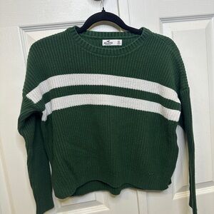 Hollister Forest Green White Stripe Knit Sweater Preppy Women’s XS